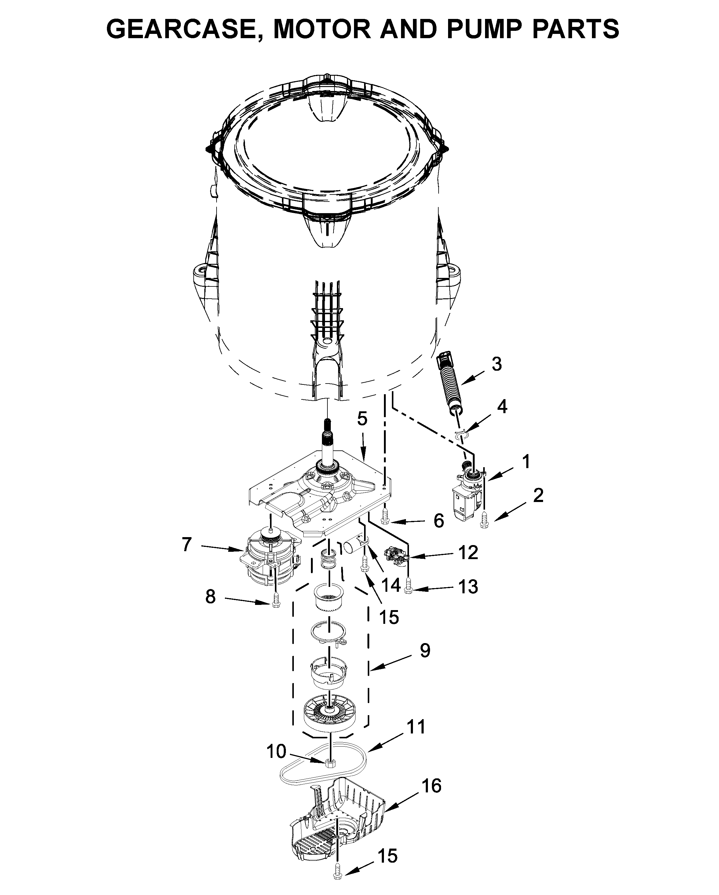 GEARCASE, MOTOR AND PUMP PARTS