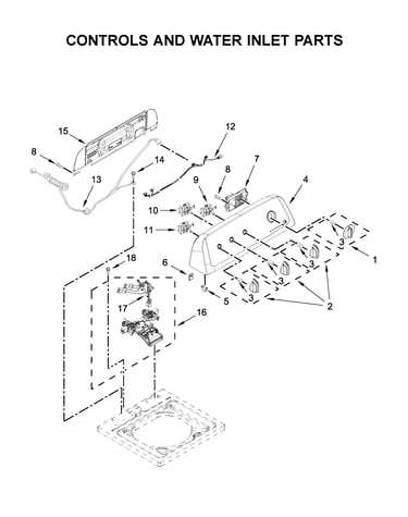 Controls and water inlet parts