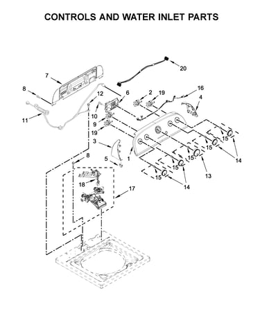 Controls and water inlet parts
