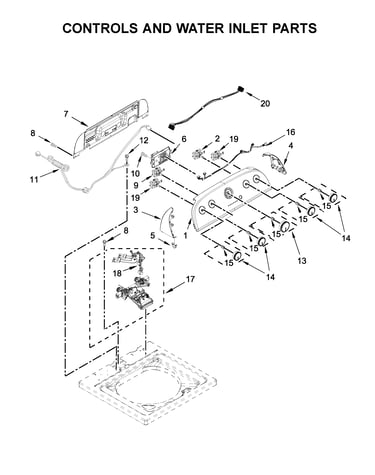 Controls and water inlet parts