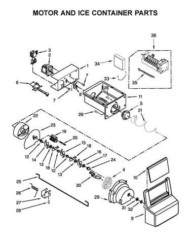 Motor and ice container parts