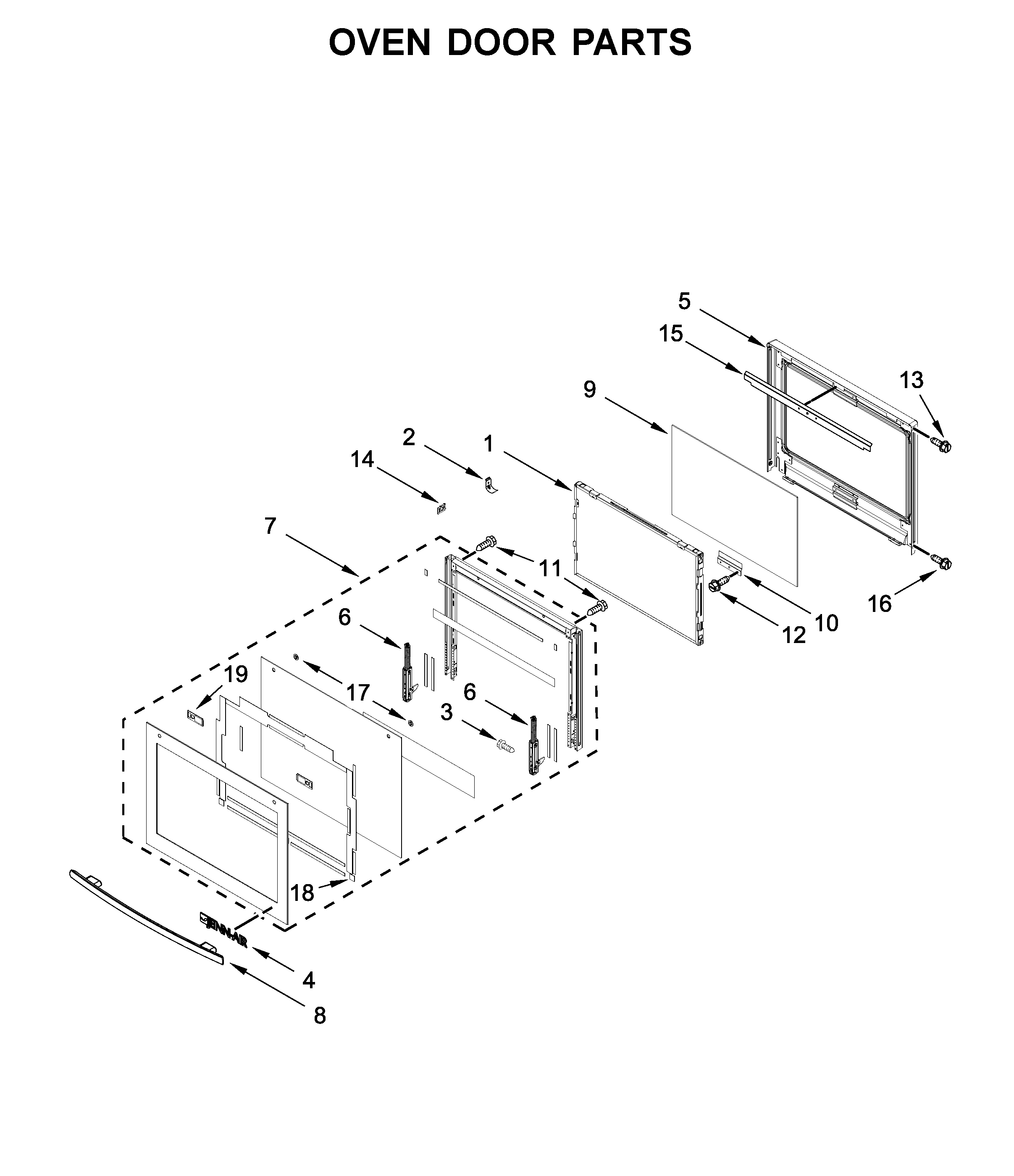 Oven door parts