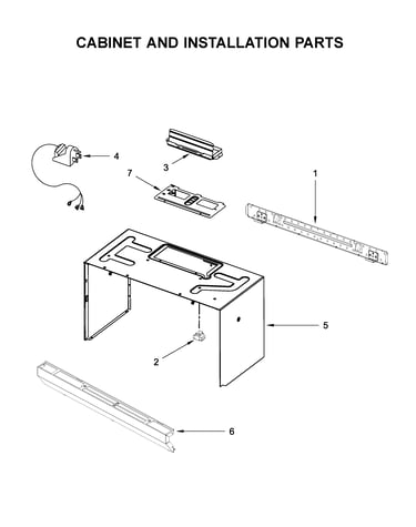 Cabinet and installation parts