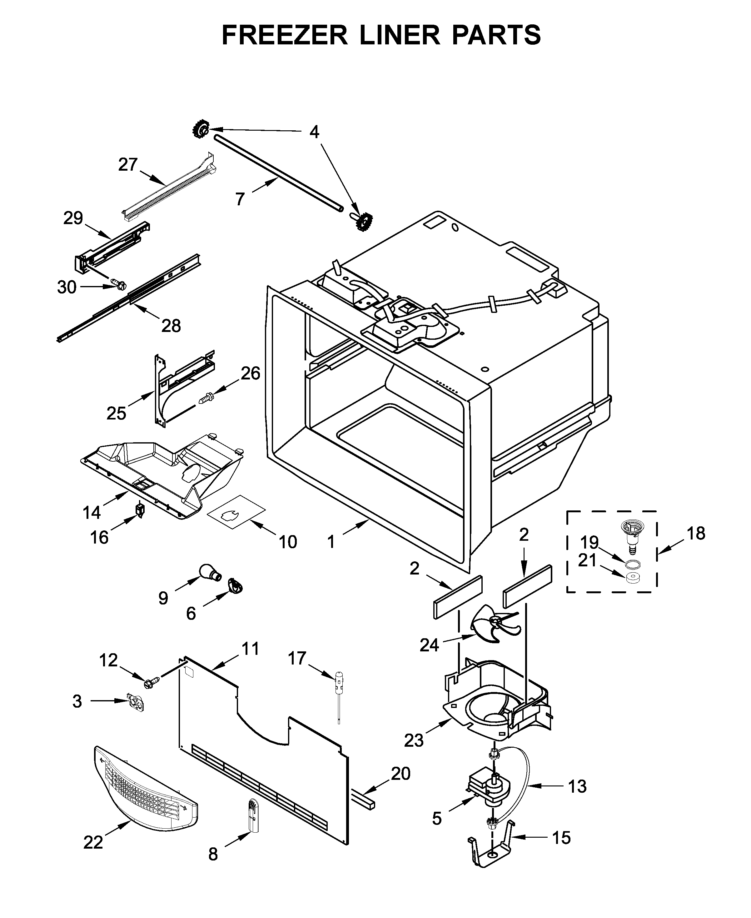 Freezer liner parts