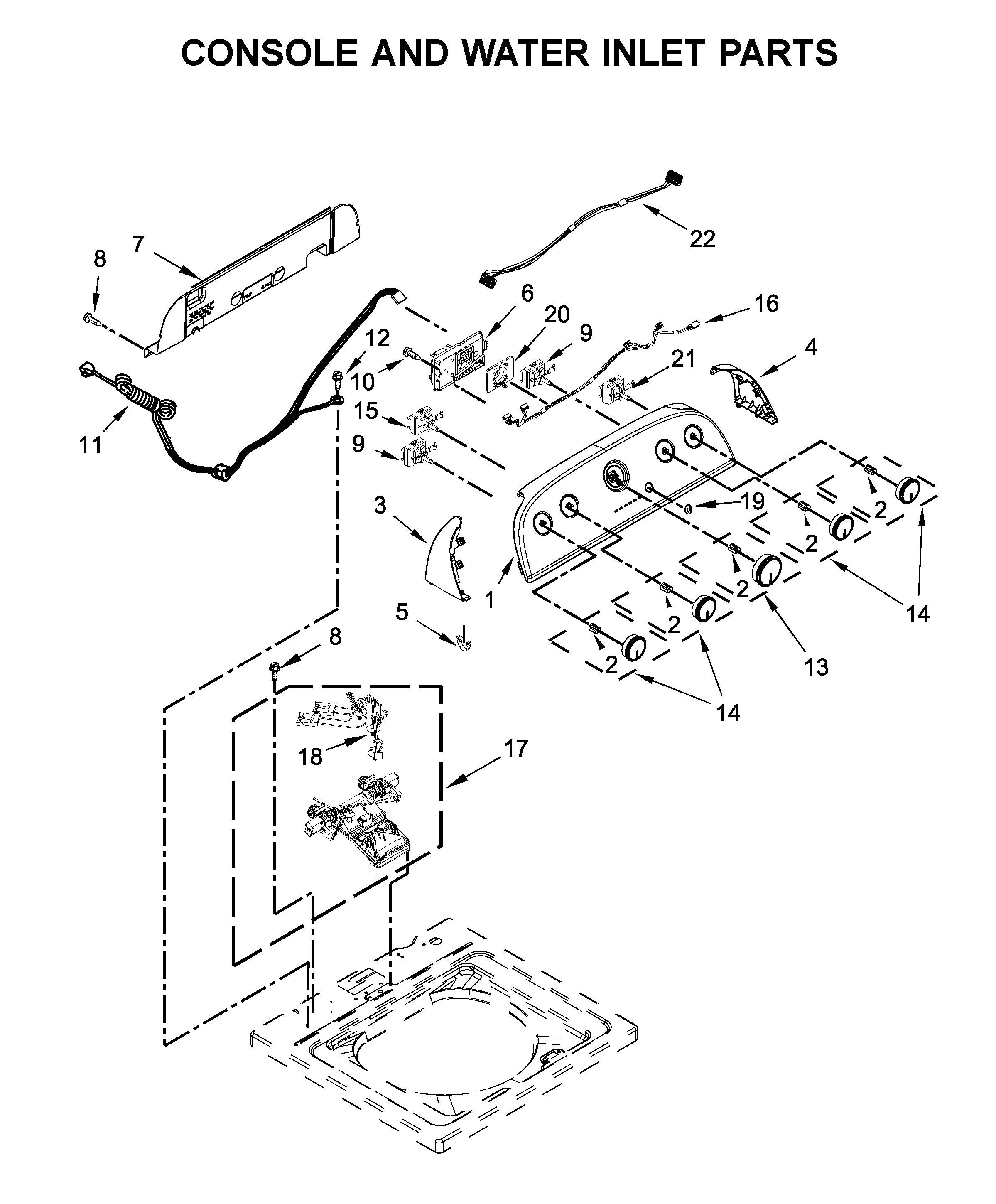 CONSOLE AND WATER INLET PARTS