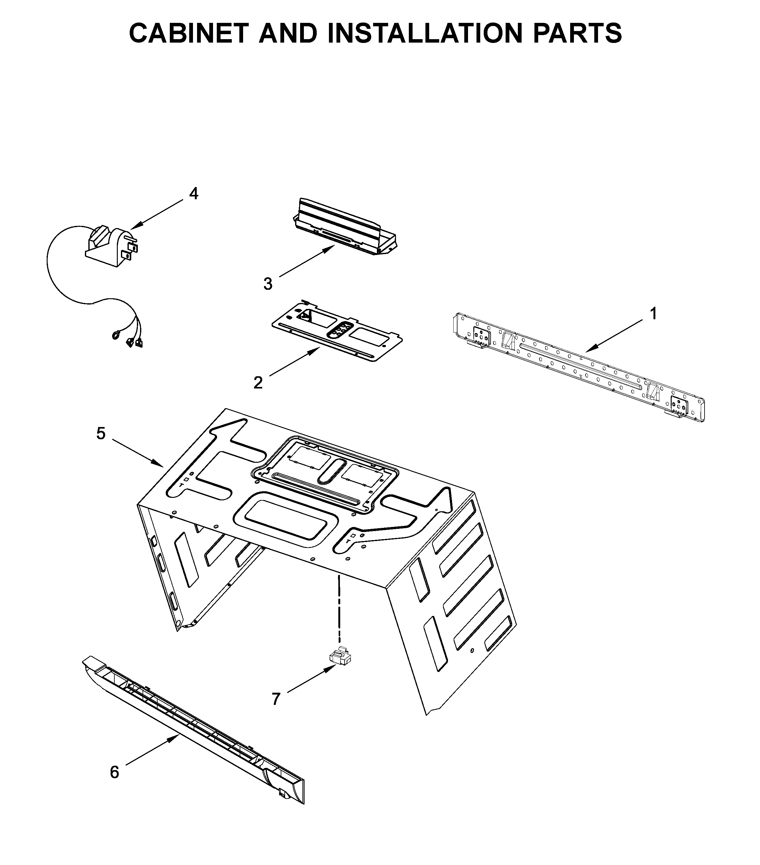 Cabinet and installation parts