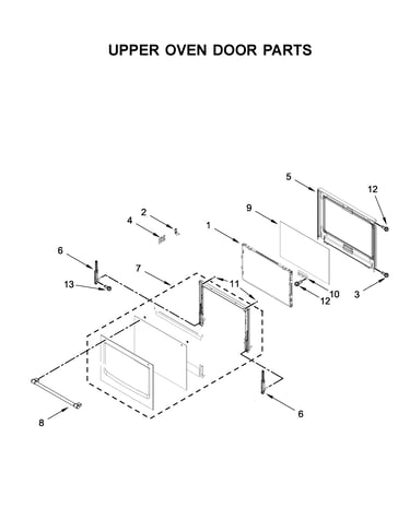 Upper oven door parts