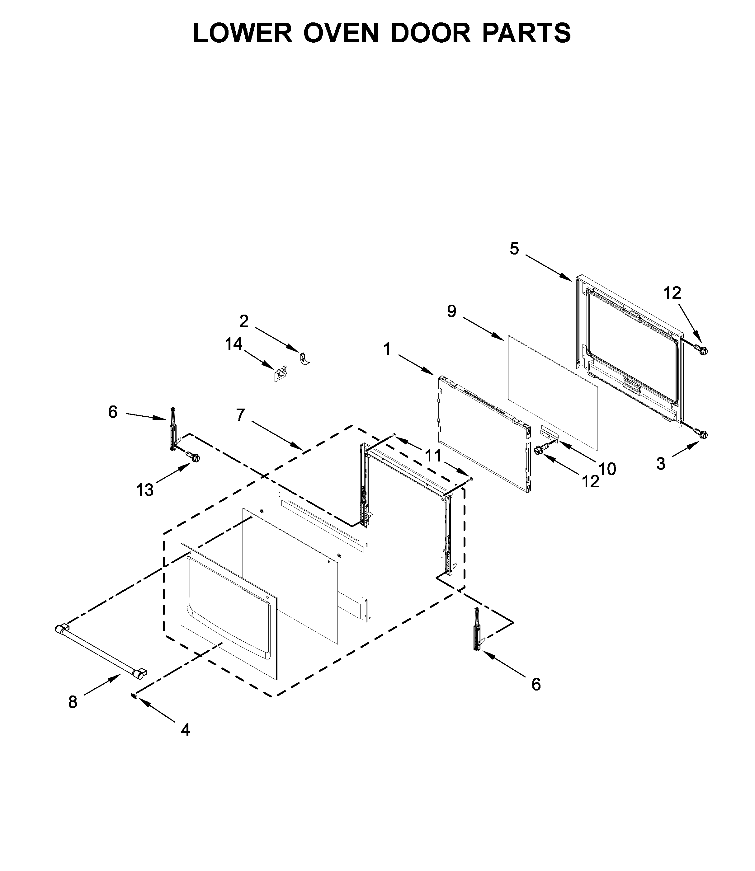 Lower oven door parts