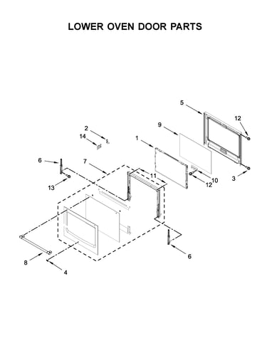 Lower oven door parts