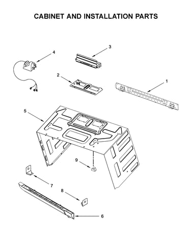 Cabinet and installation parts