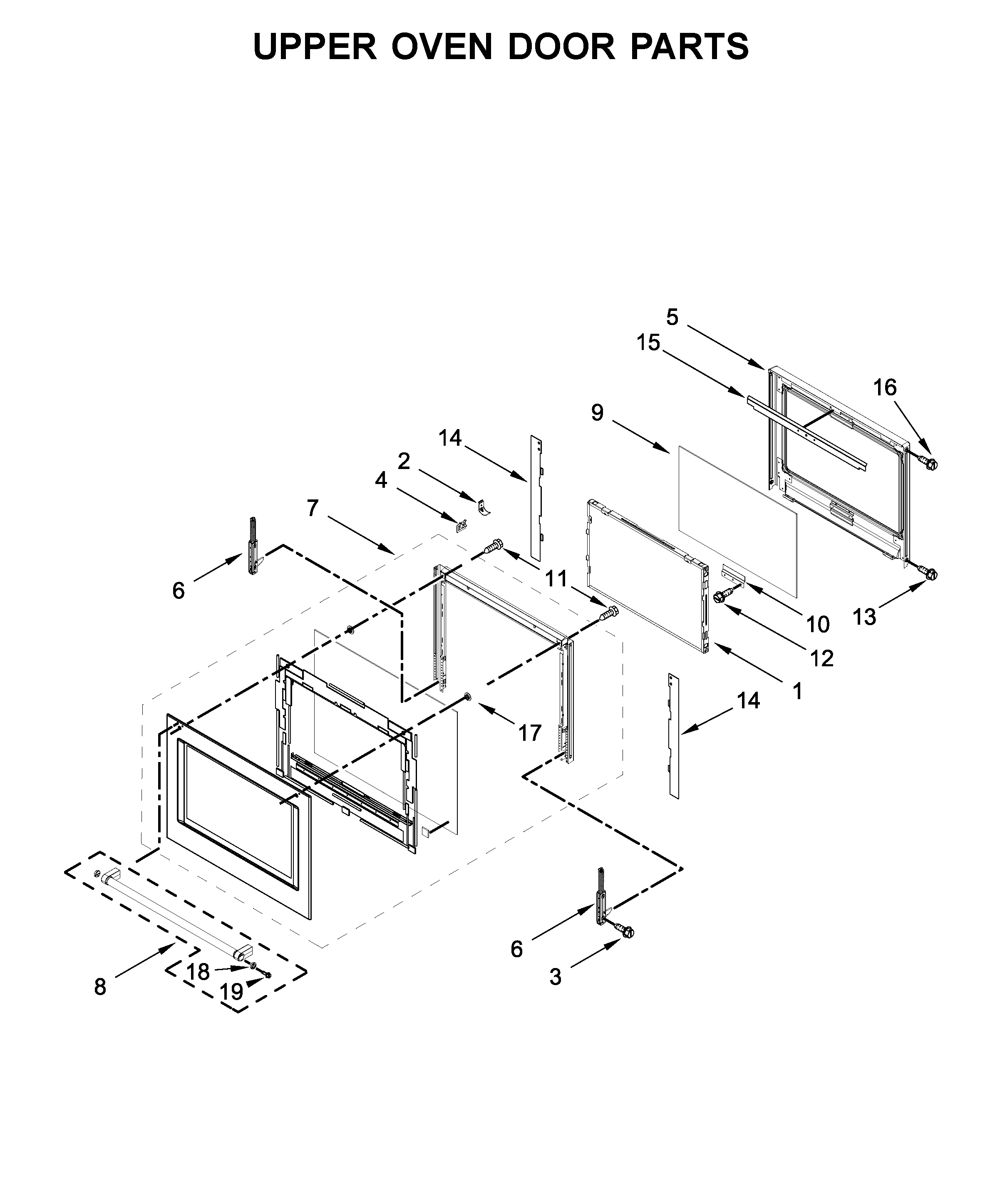 Upper oven door parts
