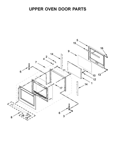 Upper oven door parts