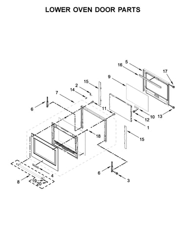 Lower oven door parts