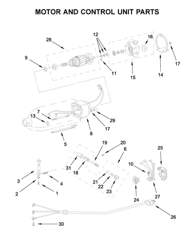 Motor and control unit parts
