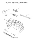 Cabinet and installation parts