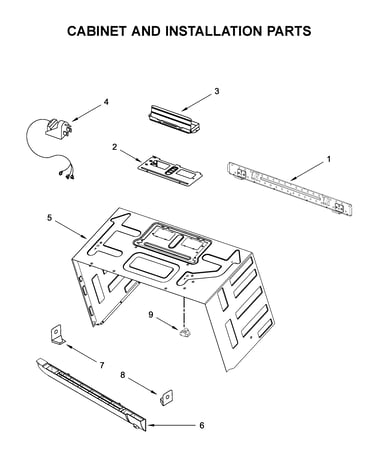 Cabinet and installation parts