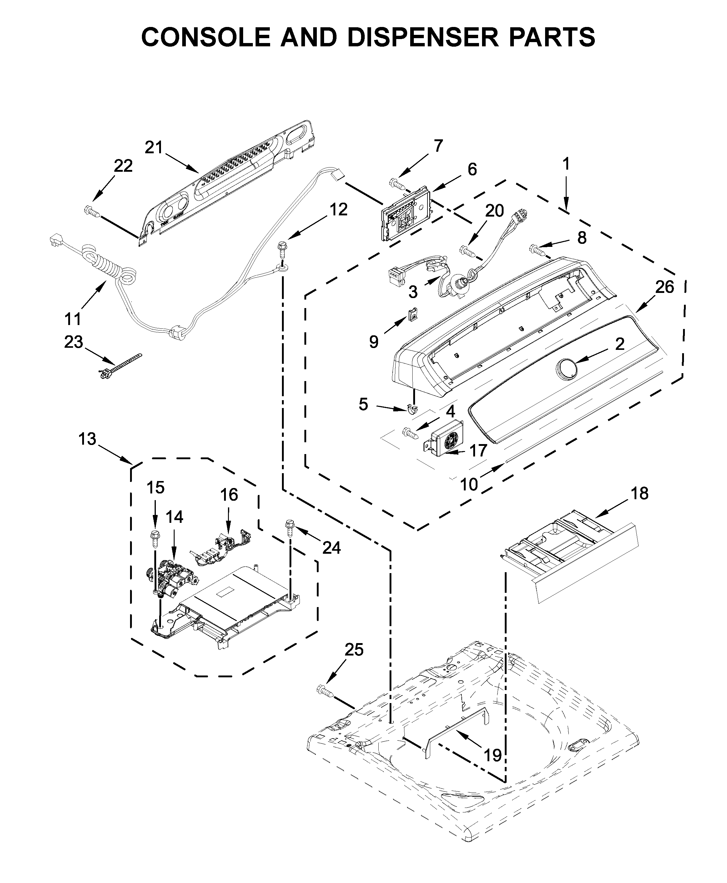 Console and dispenser parts