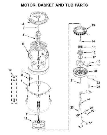Motor, basket and tub parts