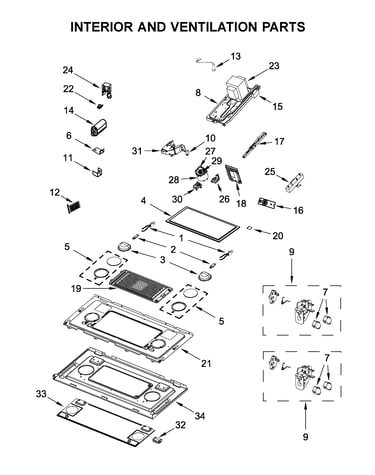 Interior and ventilation parts