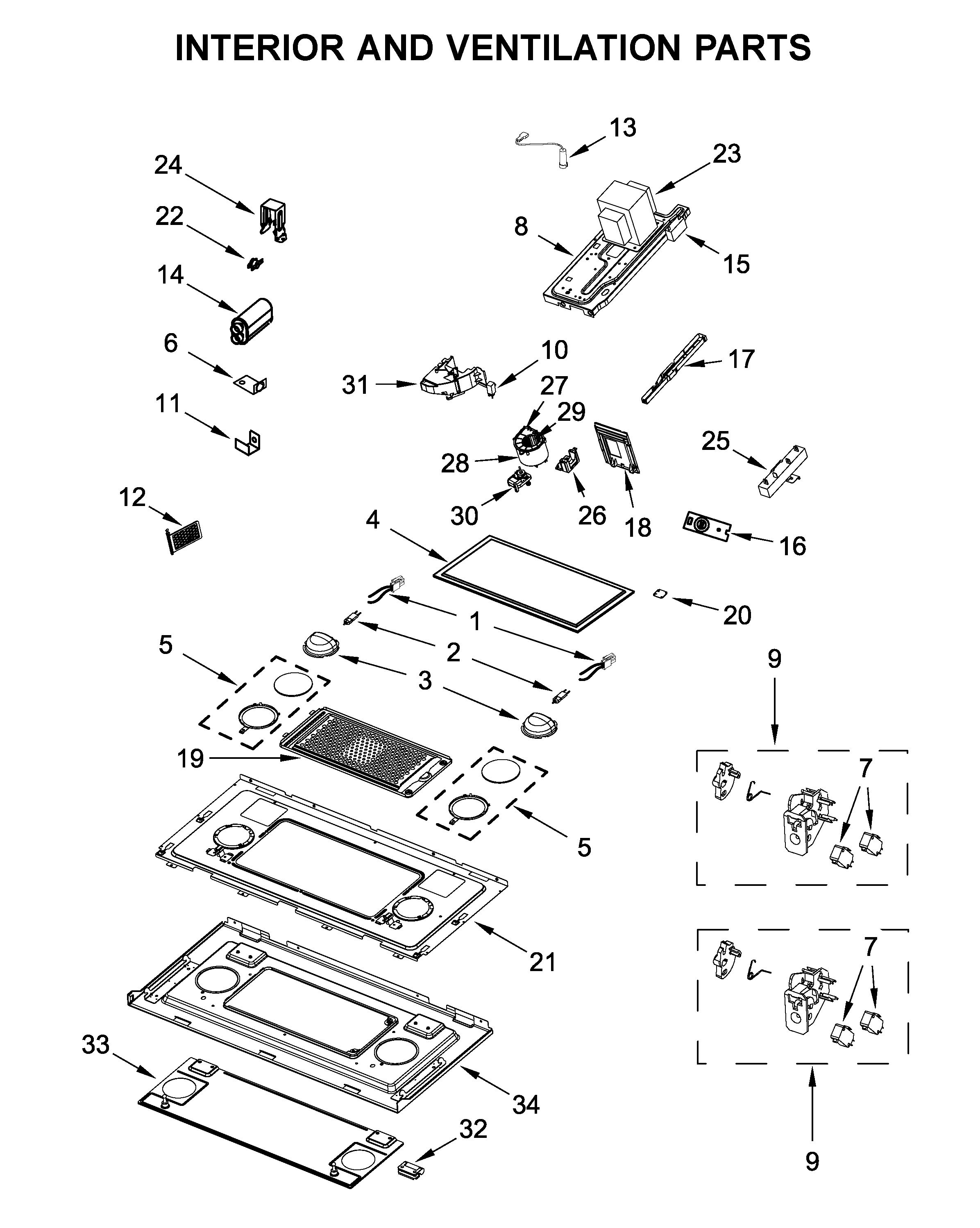 Interior and ventilation parts