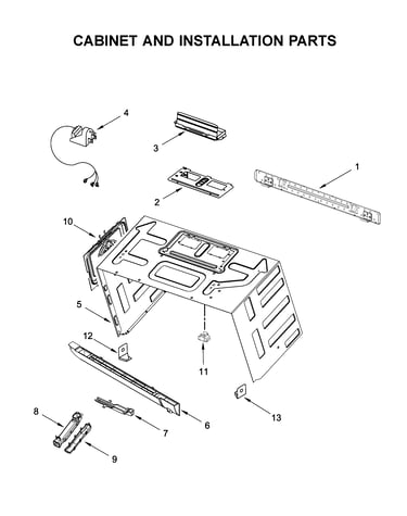 Cabinet and installation parts