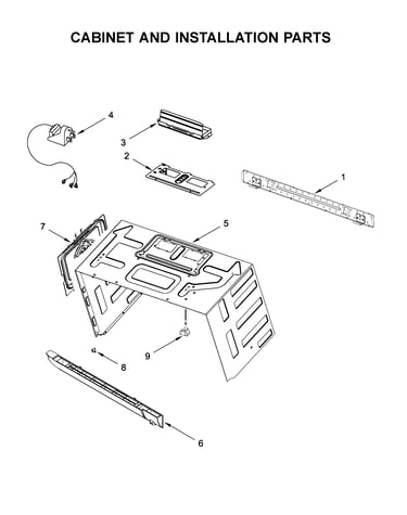 Cabinet and installation parts