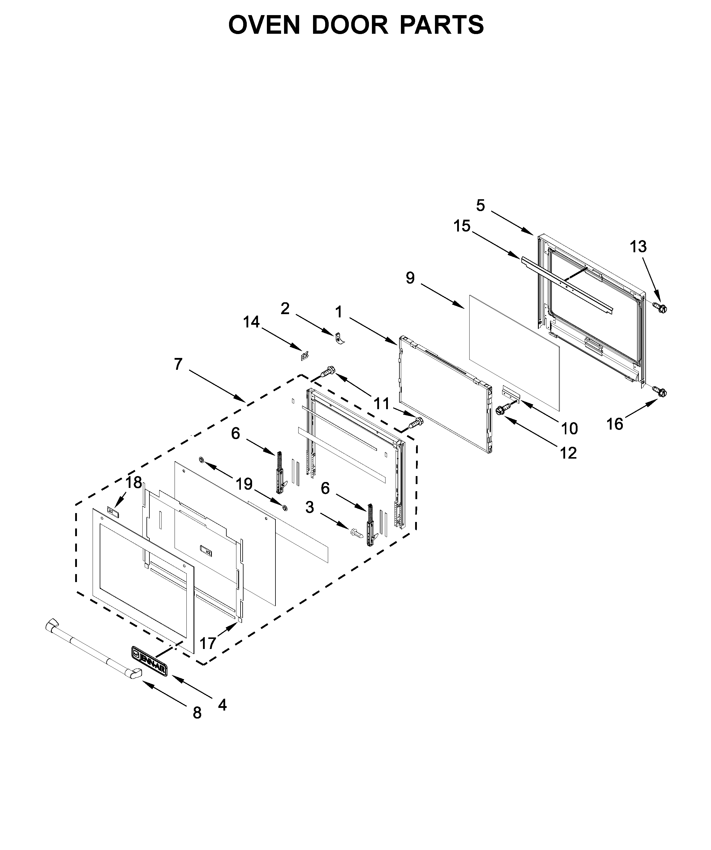Oven door parts