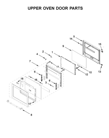 Upper oven door parts