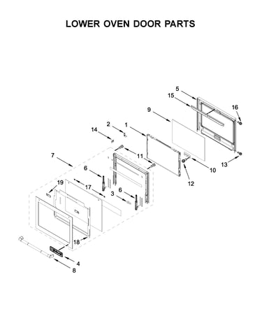 Lower oven door parts
