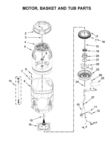 Motor, basket and tub parts