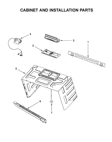 Cabinet and installation parts