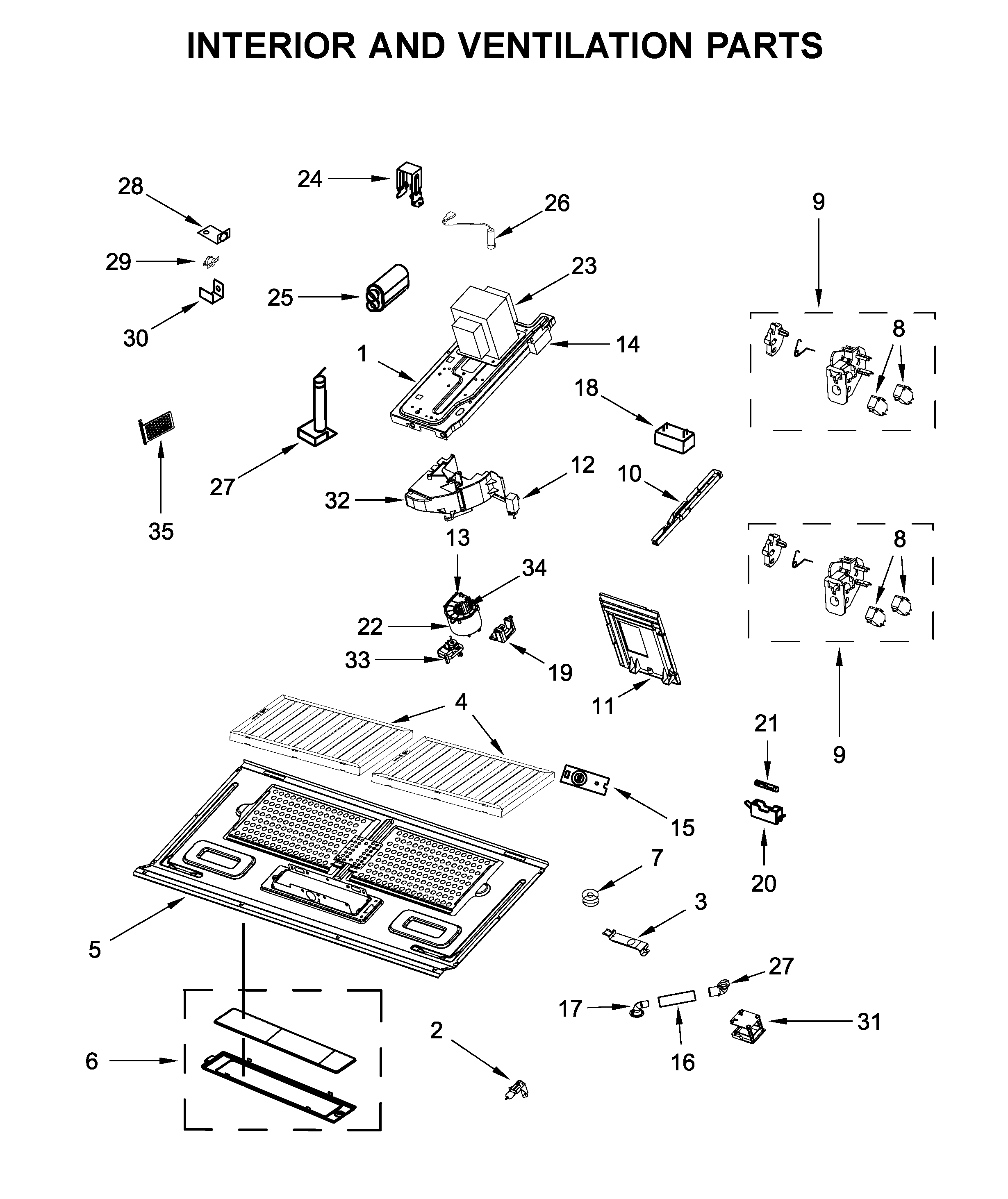 Interior and ventilation parts