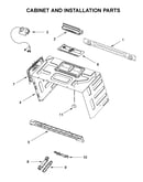 Cabinet and installation parts