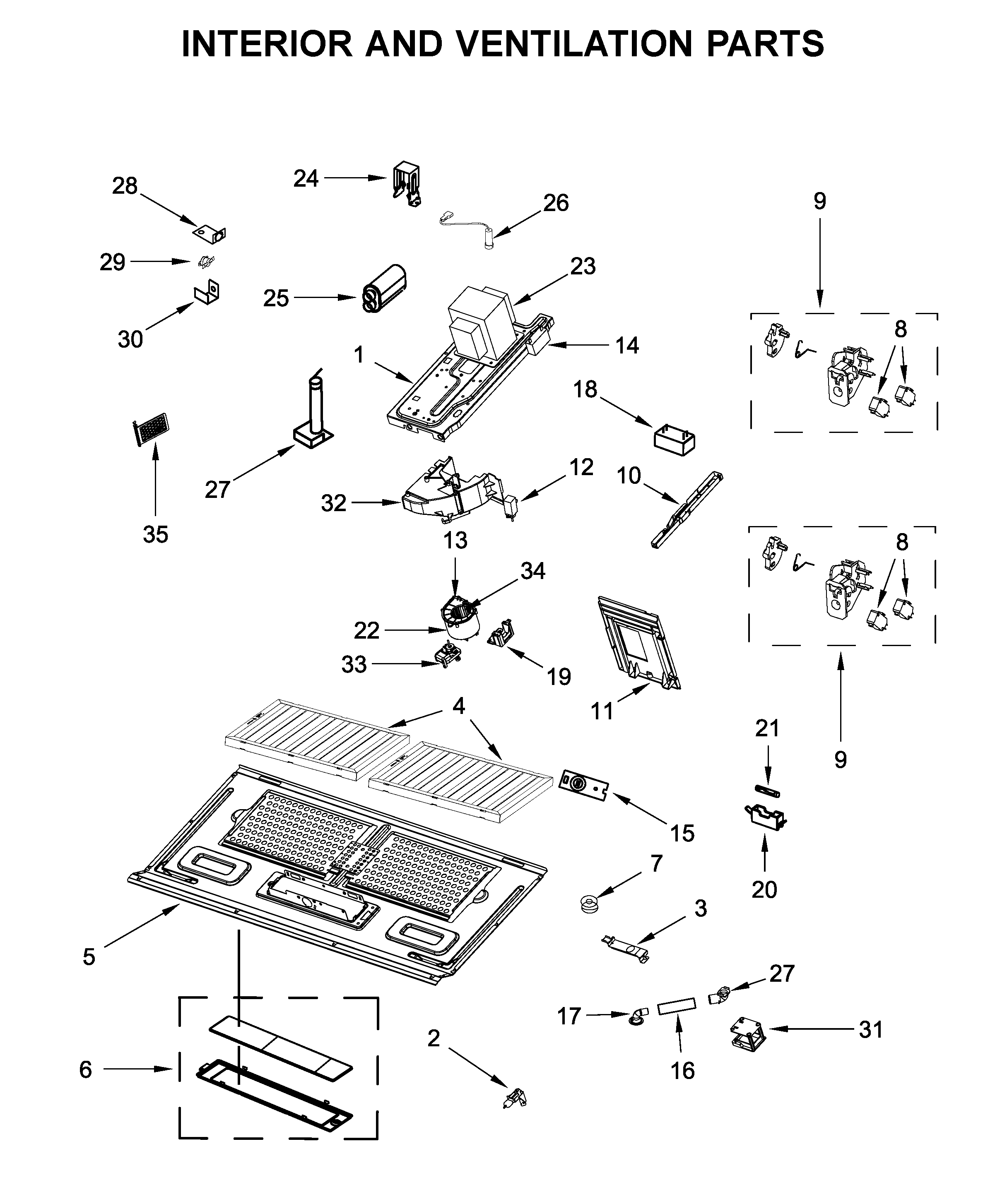 Interior and ventilation parts