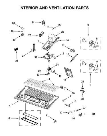 Interior and ventilation parts
