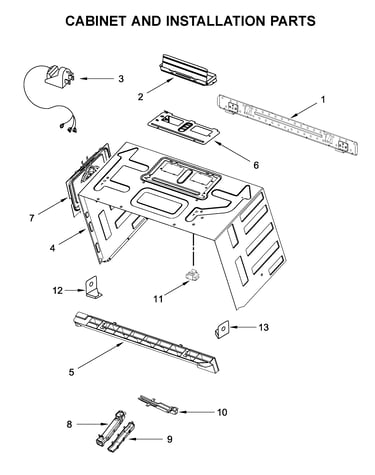 Cabinet and installation parts
