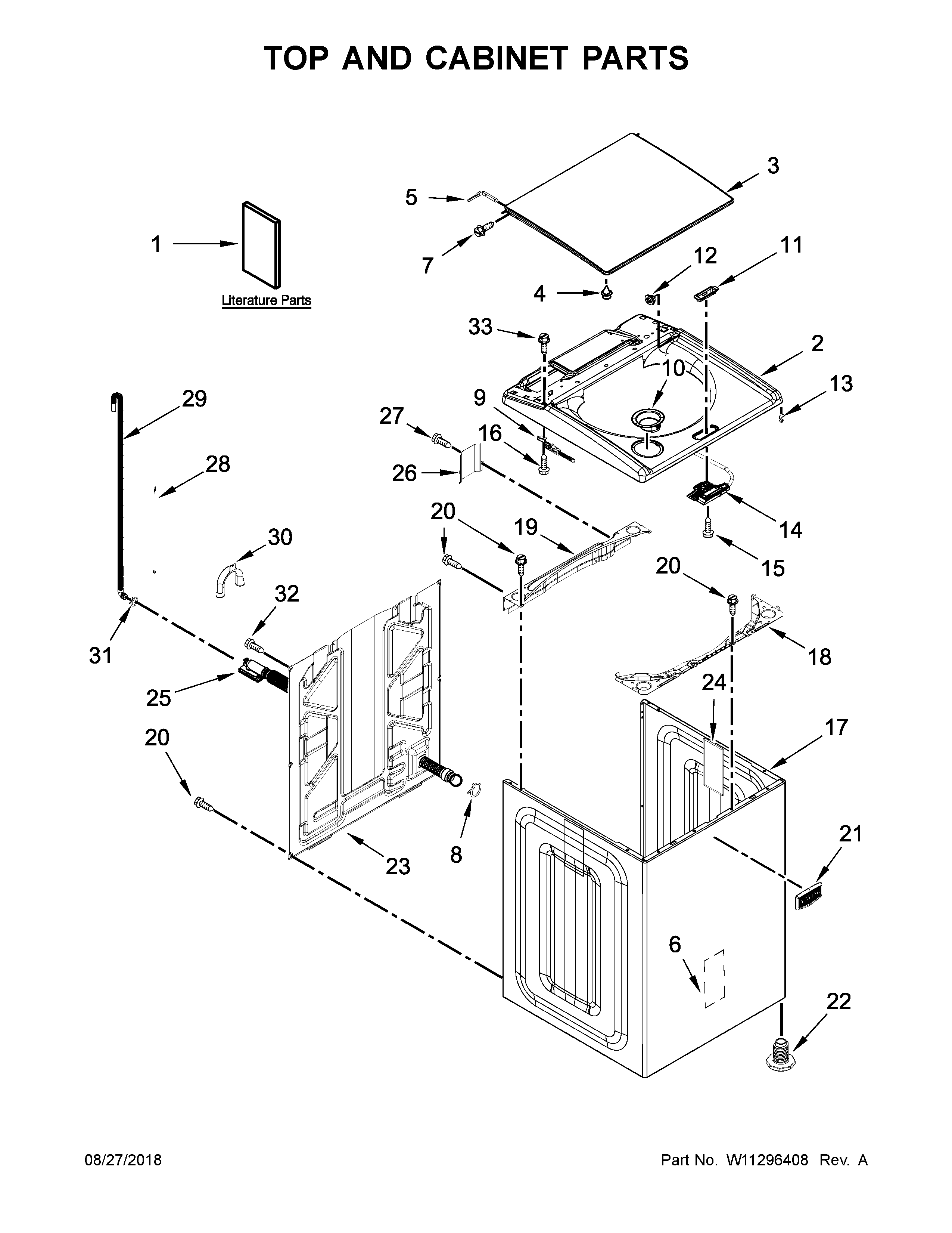 Top and cabinet parts