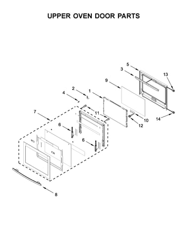 Upper oven door parts