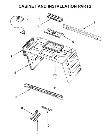 Cabinet and installation parts