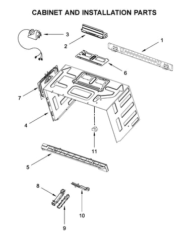 Cabinet and installation parts