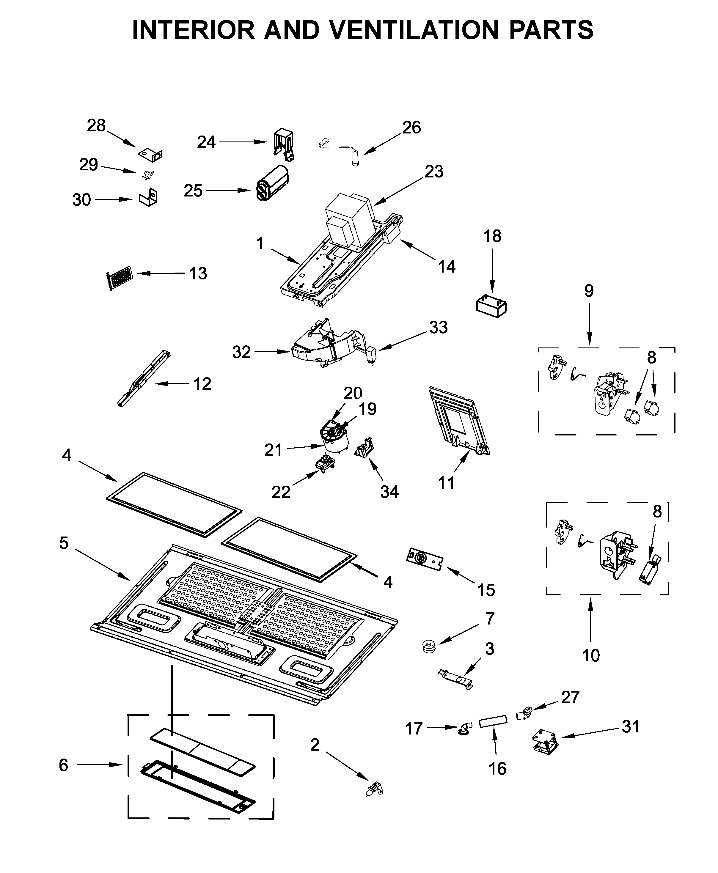 Interior and ventilation parts