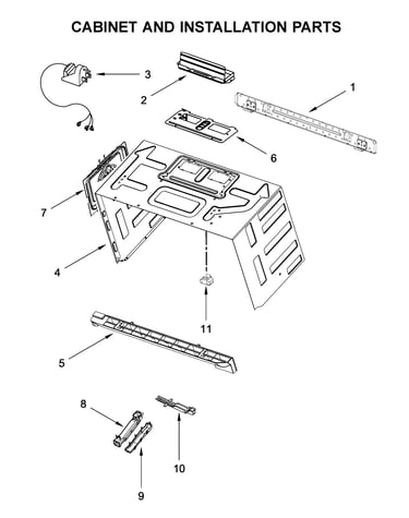 Cabinet and installation parts