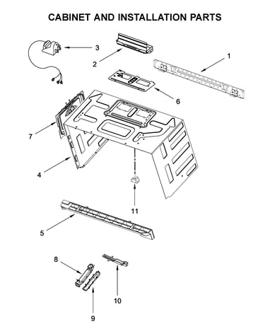 Cabinet and installation parts