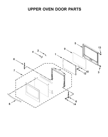 Upper oven door parts