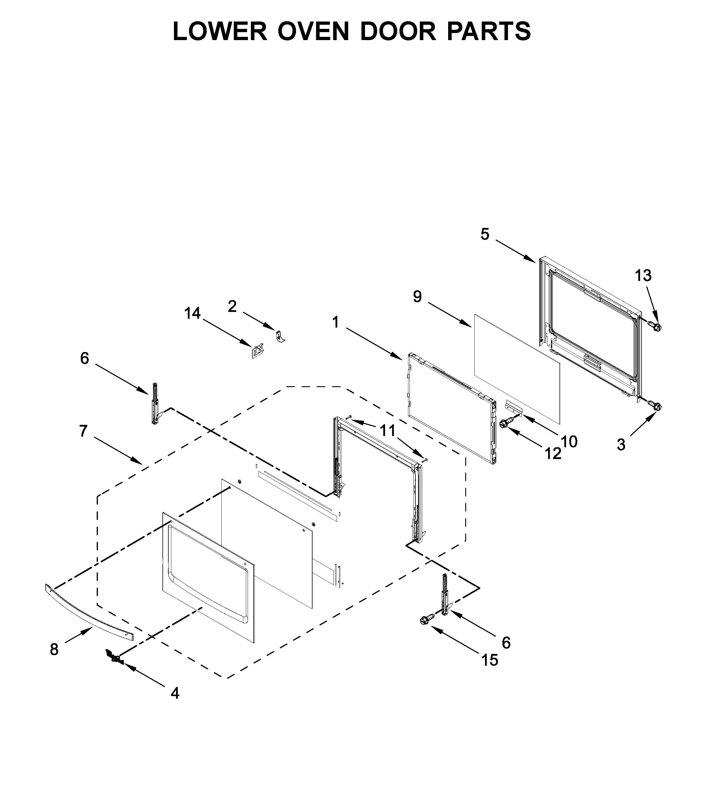 Lower oven door parts