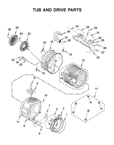 Tub and drive parts