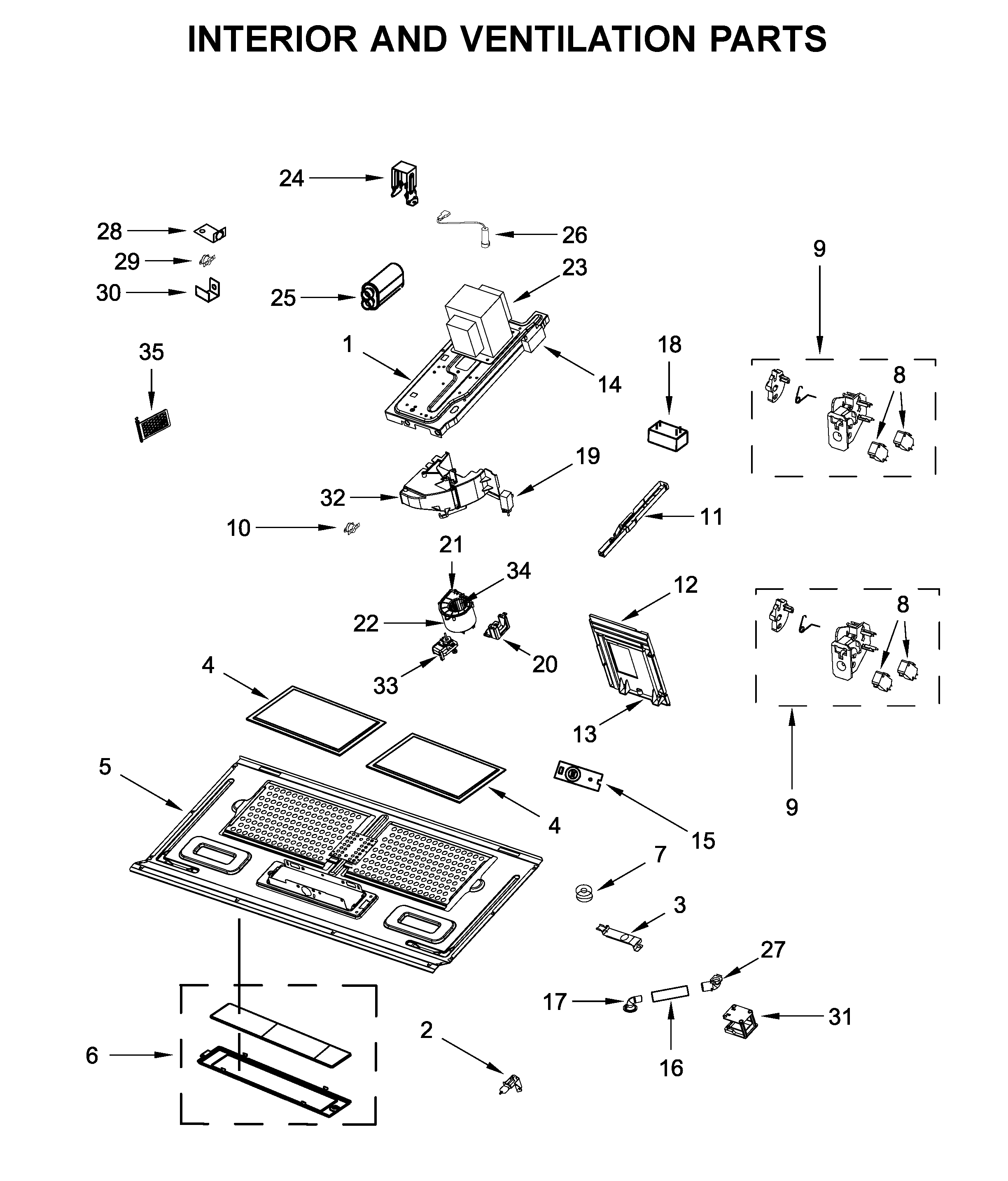 Interior and ventilation parts