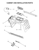 Cabinet and installation parts