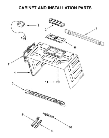 Cabinet and installation parts