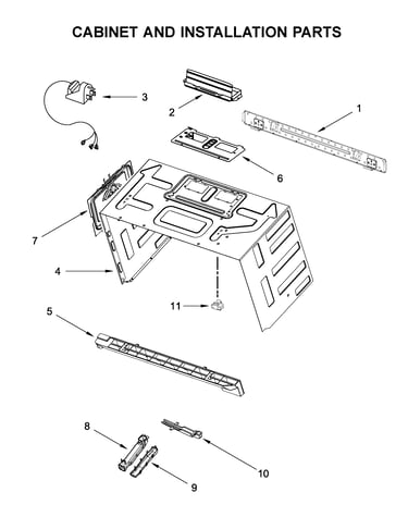 Cabinet and installation parts